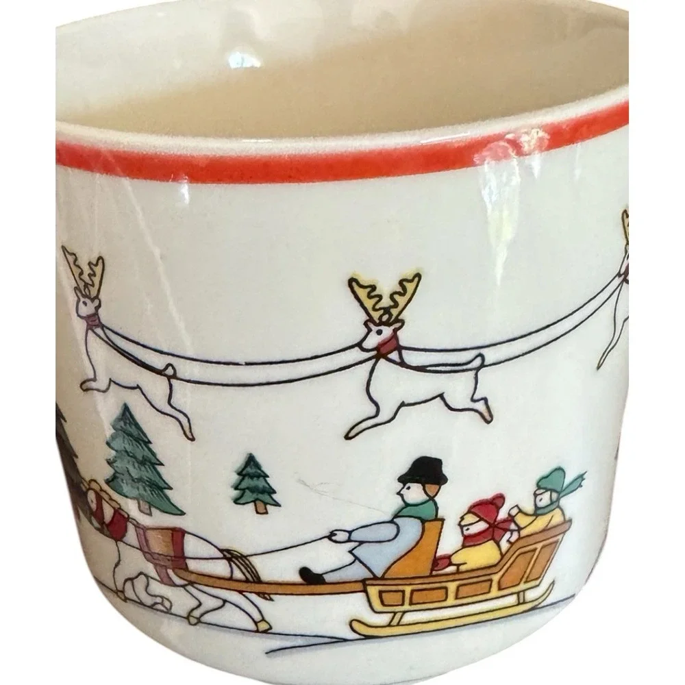 Jamestown China 1987 Joy of Christmas Holiday Snack Set Mug Saucer 2 Plates VTG